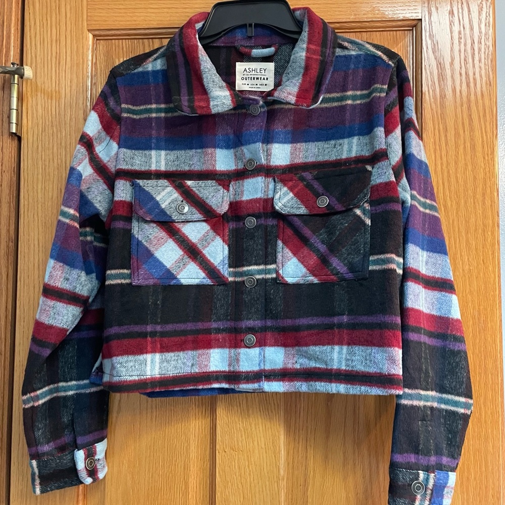 Ashley by 26 International rainbow plaid jacket